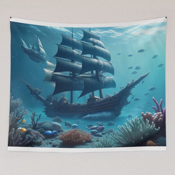 Item preview, Pirate Ship Lost in the Depths – Ocean Life Surrounds designed and sold by highplacidity.
