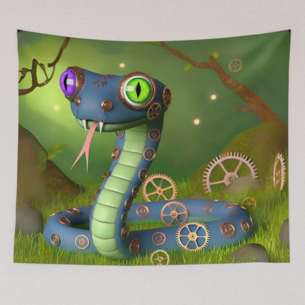 Item preview, Steampunk Eastern Indigo Snake Fantasy designed and sold by Sillytoe.
