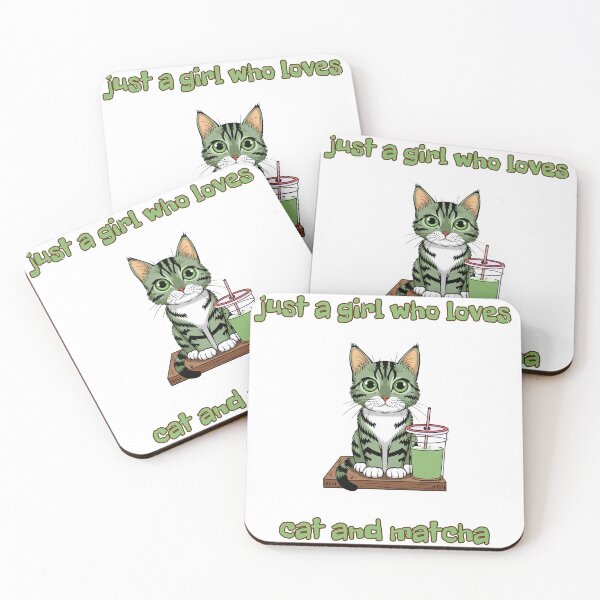 Item preview, Just a Girl Who Loves Cats and Matcha – Green Cat and Green Tea! designed and sold by Vivid Art Zone.