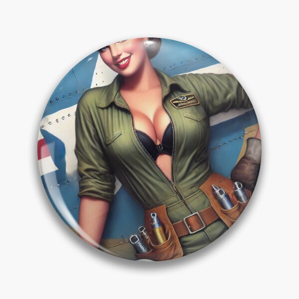 Item preview, WWII Nose Art Pin-Up Mechanic – Vintage Aviation Artwork designed and sold by ilconte87.