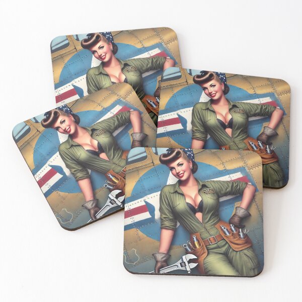 Item preview, WWII Nose Art Pin-Up Mechanic – Vintage Aviation Artwork designed and sold by ilconte87.