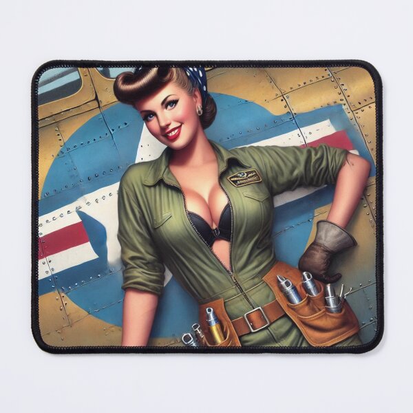Item preview, WWII Nose Art Pin-Up Mechanic – Vintage Aviation Artwork designed and sold by ilconte87.