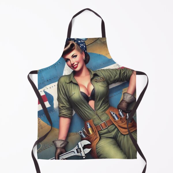 Item preview, WWII Nose Art Pin-Up Mechanic – Vintage Aviation Artwork designed and sold by ilconte87.