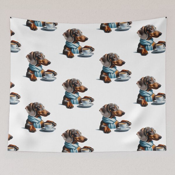 Item preview, Cute Dachshund Dog and a Cup of Coffee designed and sold by Hic21.