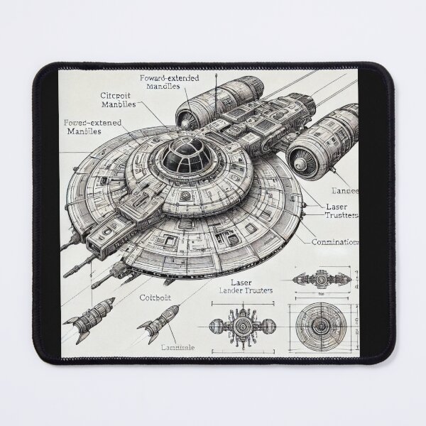 Item preview, Black outline Sci-Fi ship designed and sold by creatyfusion.