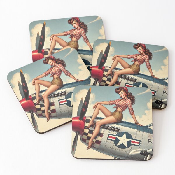 Item preview, WWII Nose Art Pin-Up on P-51 Mustang – Vintage Aviation Artwork designed and sold by ilconte87.