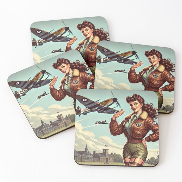 Item preview, WWII Nose Art Pin-Up Saluting Spitfire – Vintage Aviation Artwork designed and sold by ilconte87.