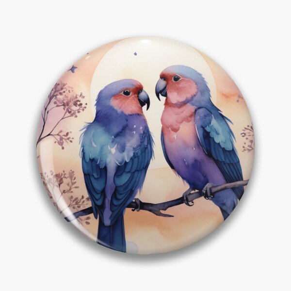 Item preview, Starlit Lovebirds Watercolor Twilight Romance designed and sold by WaterBirdArt.