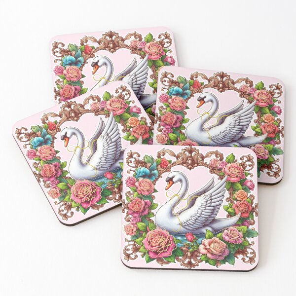 Item preview, Beautiful Pink Swan, flowers, femininity, beauty and love, rococò vibes designed and sold by Sugar Wisdom .