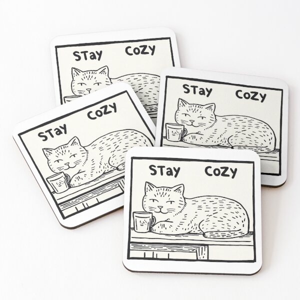 Item preview, Stay Cozy Cute Cat Illustration designed and sold by The Artful Nook.