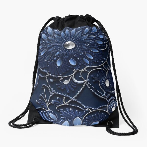 Aperçu de l'œuvre Motif floral Bleu profond créée et vendue par VibVie.