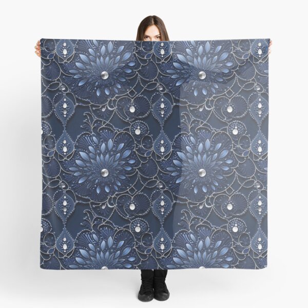 Aperçu de l'œuvre Motif floral Bleu profond créée et vendue par VibVie.