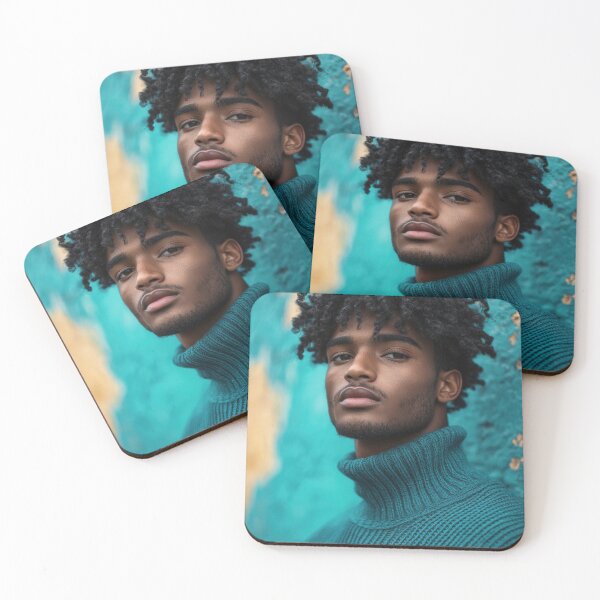 Item preview, Contemplative Portrait Against Teal backdrop designed and sold by Twisted Kids.