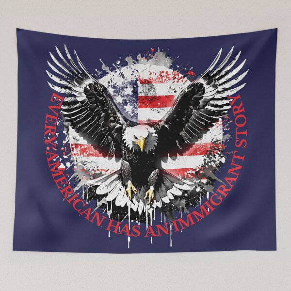 Aperçu de l'œuvre Aigle du drapeau américain pro-immigration créée et vendue par KateLeap.