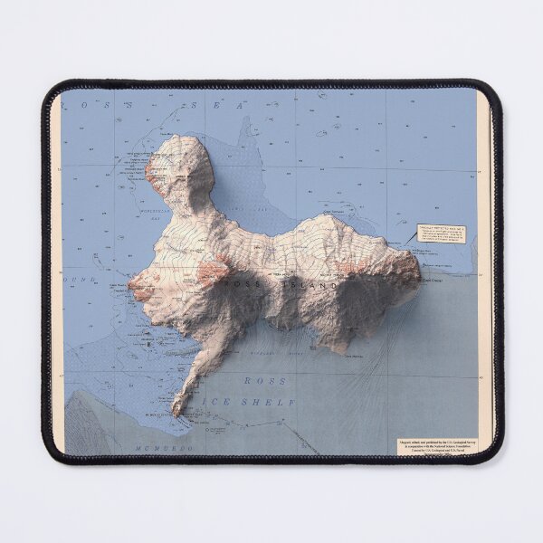 Item preview, 1970 Ross Island, Antarctica, Shaded Relief Map 3D digitally rendered designed and sold by ThinkAboutMaps.