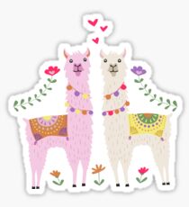 Weiß und Pink Lama Pattern Sticker