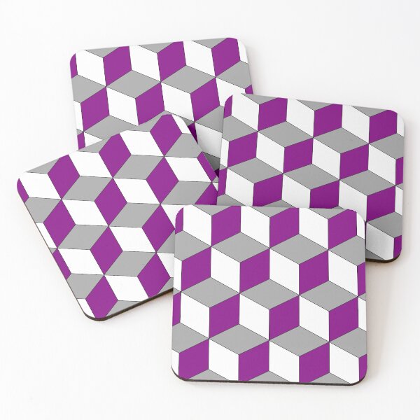 Item preview, 3D Geometric Cube Pattern - Gray, Purple, White designed and sold by QueenTheBean.