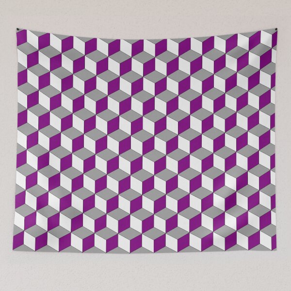 Item preview, 3D Geometric Cube Pattern - Gray, Purple, White designed and sold by QueenTheBean.