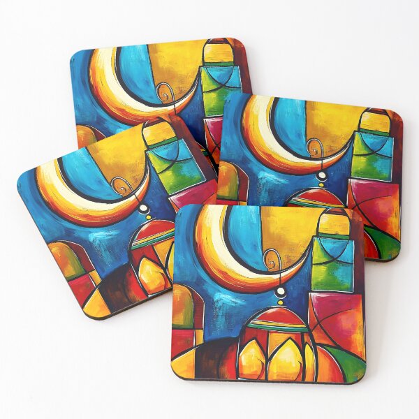 Item preview, Lanterns & Moonlight | Abstract Colorful Ramadan Art in Geometric Motion designed and sold by FUNqoosh.
