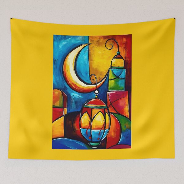 Item preview, Lanterns & Moonlight | Abstract Colorful Ramadan Art in Geometric Motion designed and sold by FUNqoosh.