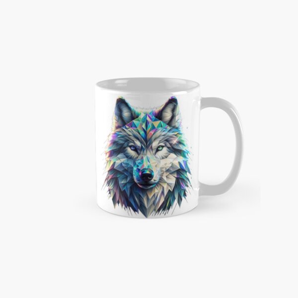 Vista previa del artículo con la obra «Lobo geométrico de neón: impresionante arte animal poligonal», diseñado y vendido por PetstyleLover.