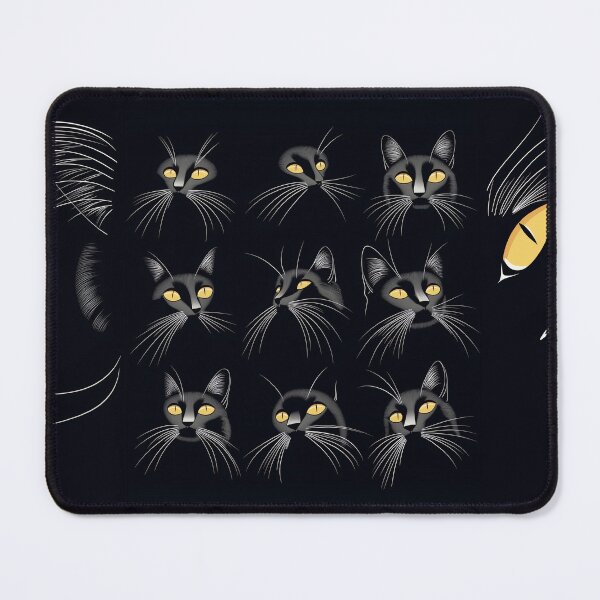 Item preview, Abstract Black Cats with Glowing Yellow Eyes on Dark Background. designed and sold by MirraStore.