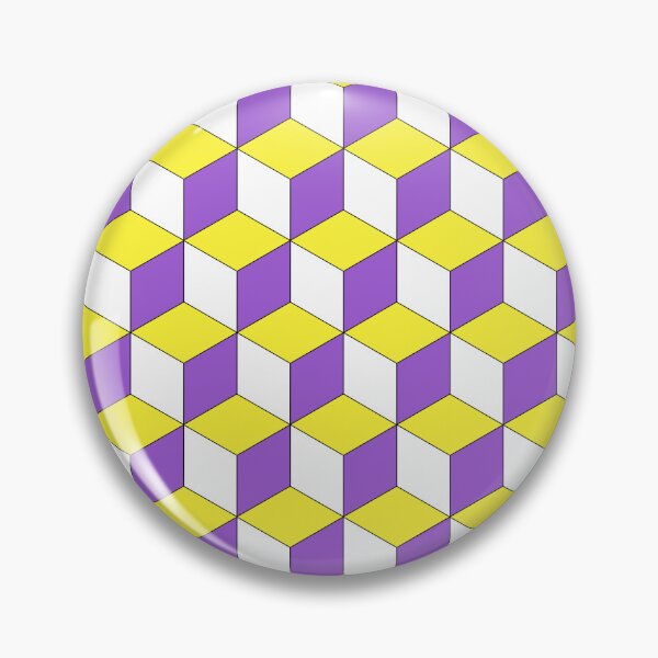 Item preview, 3D Geometric Cube Pattern - Yellow, White, Purple designed and sold by QueenTheBean.