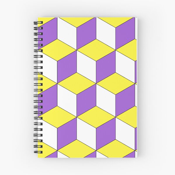 Item preview, 3D Geometric Cube Pattern - Yellow, White, Purple designed and sold by QueenTheBean.
