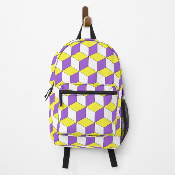 Item preview, 3D Geometric Cube Pattern - Yellow, White, Purple designed and sold by QueenTheBean.