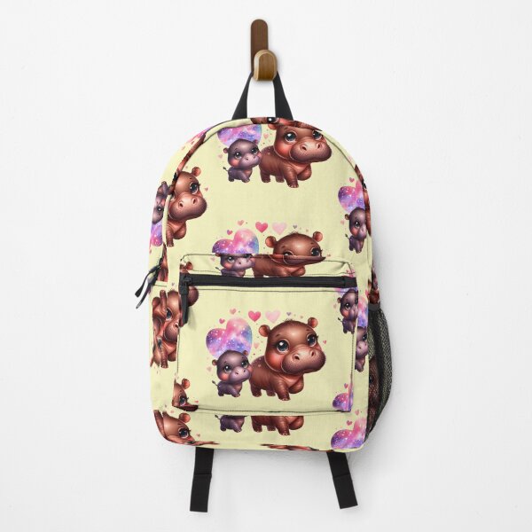 Item preview, Moodeng pygmy hippo and mom (beige background) designed and sold by Ningodino.