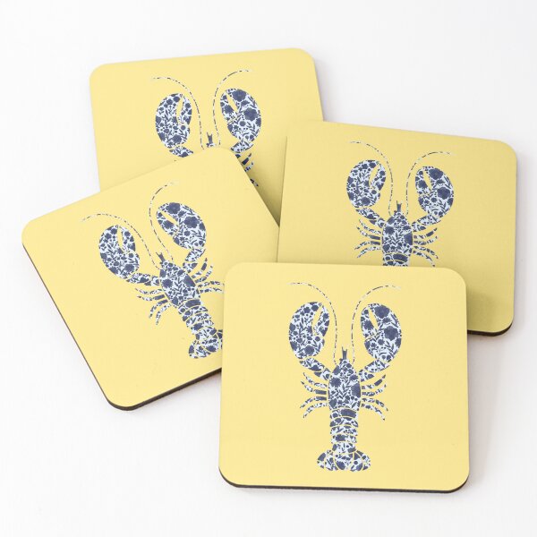 Item preview, Light blue lobster on pale yellow background designed and sold by Giulia  Palazzo.