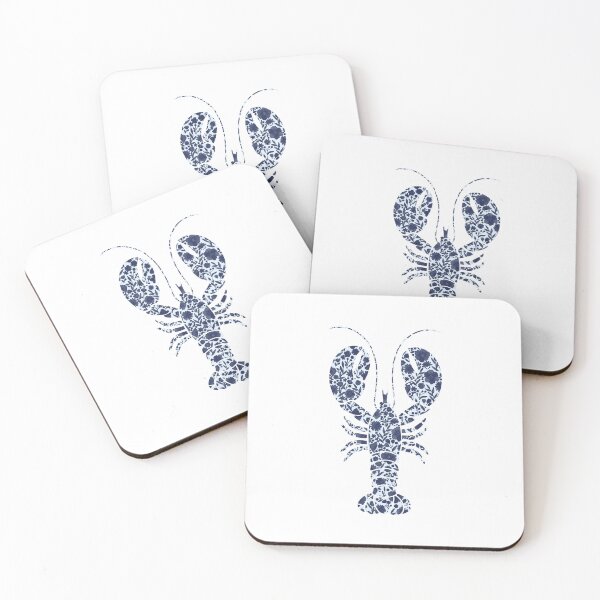 Item preview, Light blue lobster with navy floral print on white background designed and sold by Giulia  Palazzo.