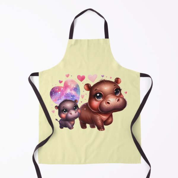 Item preview, Moodeng pygmy hippo and mom (beige background) designed and sold by Ningodino.