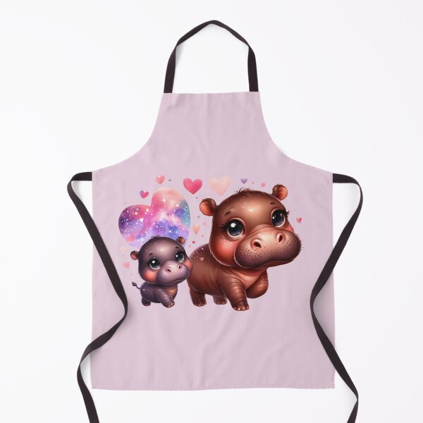Item preview, Moodeng pygmy hippo and mom (beige background) designed and sold by Ningodino.