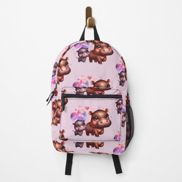 Item preview, Moodeng pygmy hippo and mom (beige background) designed and sold by Ningodino.