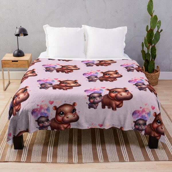 Item preview, Moodeng pygmy hippo and mom (beige background) designed and sold by Ningodino.