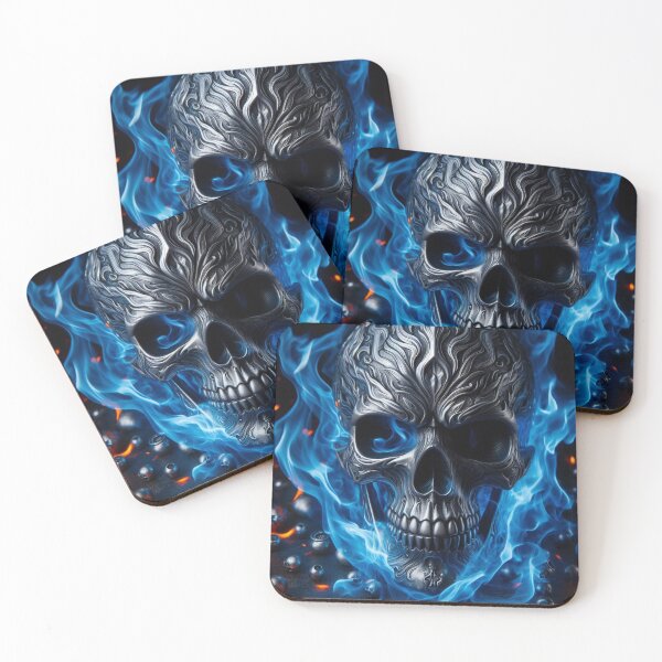 Item preview, Blue Fire Metal Skull  designed and sold by Fuzzymooselogs.