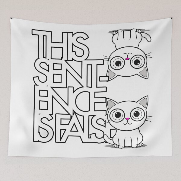 Item preview, This Sentence is False Gödel inspired logic puzzle with a confused cat designed and sold by GetContented.