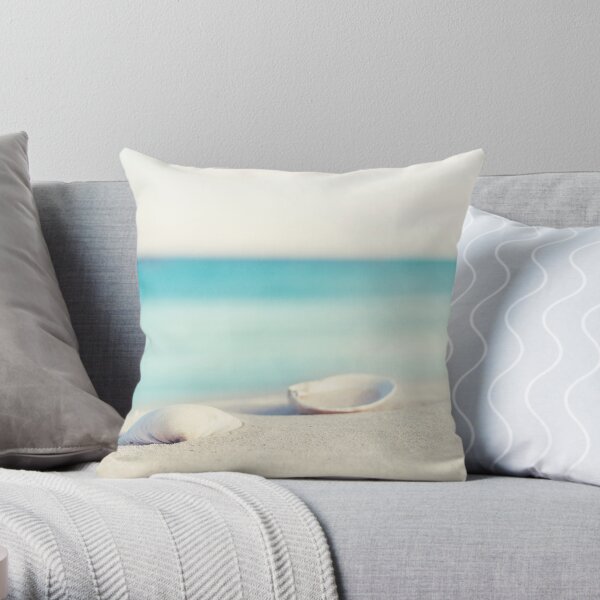 Seashell Beach Ocean Photography Throw Pillow
