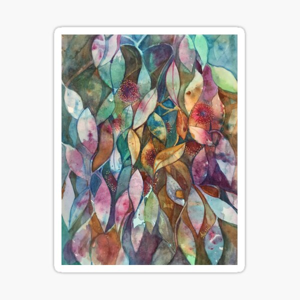 Item preview, Watercolor Gum Blossoms in Green and Pink designed and sold by Ann Russell.