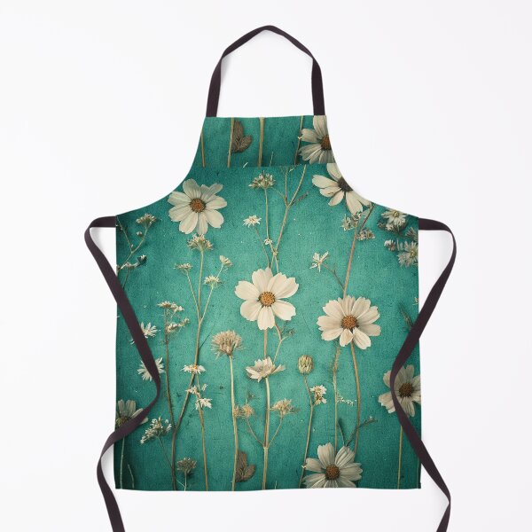 Item preview, White Vintage Flowers on Turquoise Background designed and sold by Honey Myrtle Studio.