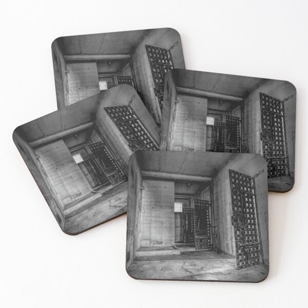 Item preview, Eerie Jail Cell Entrance with Metal Gates BW designed and sold by jrtwynam.
