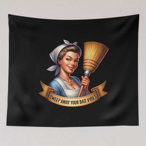 Item preview, Retro Housewife, sweep away your bad vibes designed and sold by artedigital99.