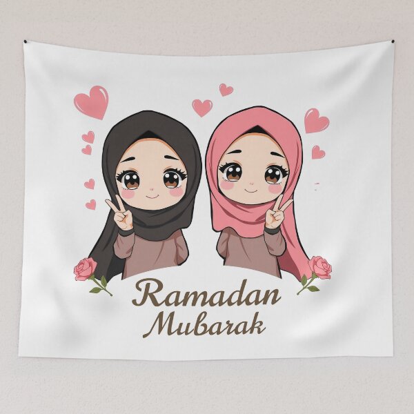 Item preview, two cute girls ramadan mubarak  designed and sold by svarupa.