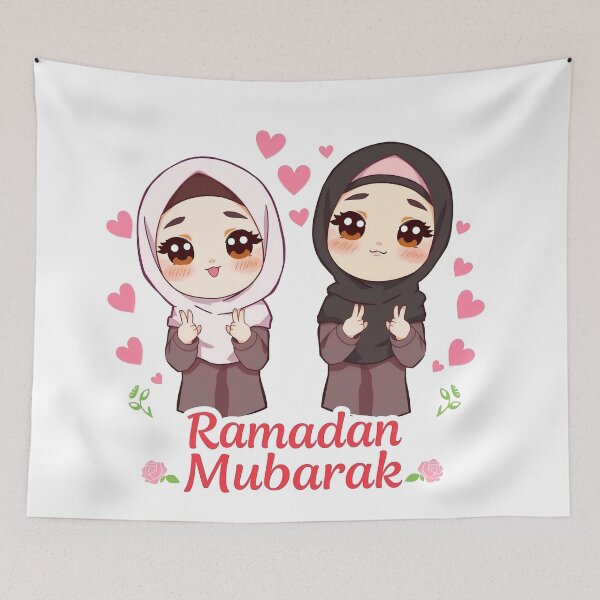 Item preview, two cute girls ramadan mubarak  designed and sold by svarupa.