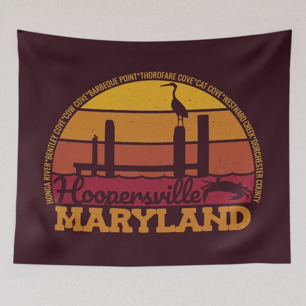Item preview, Hooperville Maryland Sunset Retro Local Pride Logo designed and sold by CRHPOD20.