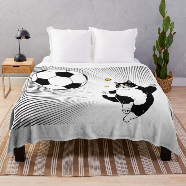 Item preview, Comic-Style Soccer Cat – Black and White Sports Design designed and sold by shopfindingbeni.
