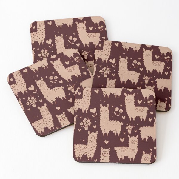 Item preview, Deep Wine Red Alpaca Pattern – Hand-Drawn Seamless Design designed and sold by Lacritsa .
