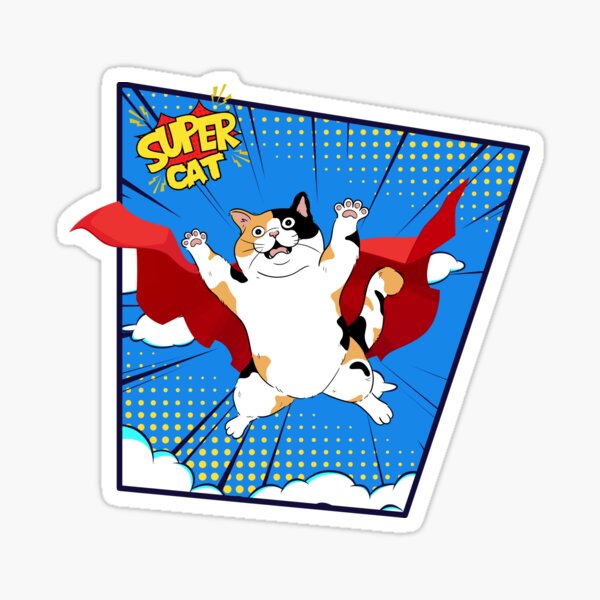 Item preview, Super Cat Drop – Funny Calico Cat in Comic Style designed and sold by shopfindingbeni.