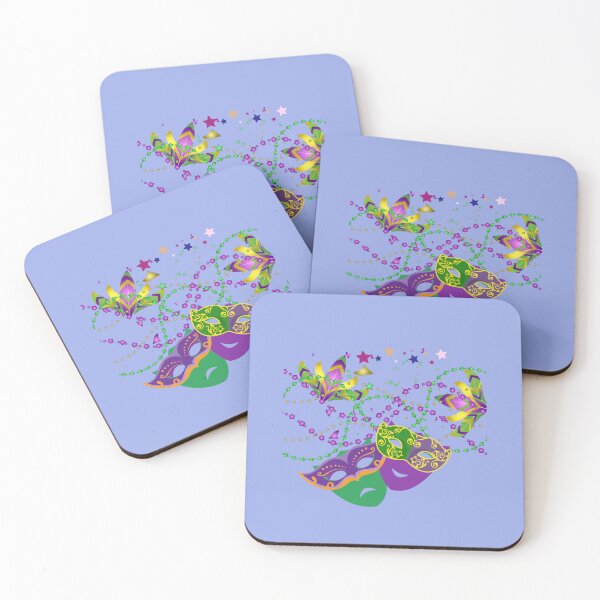 Item preview, A collection of colorful carnival masks in shades of green, purple, and gold.  designed and sold by Wantanadesign.